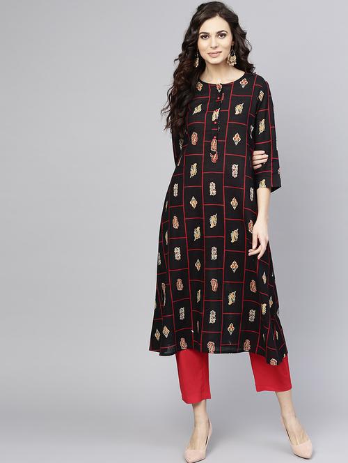 a-line printed kurta - 15857144 - Standard Image - 1
