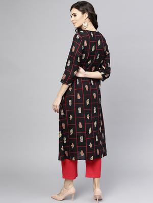a-line printed kurta - 15857144 - Standard Image - 3