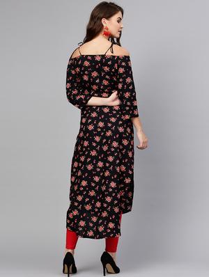 high low floral kurta - 15857145 - Standard Image - 3
