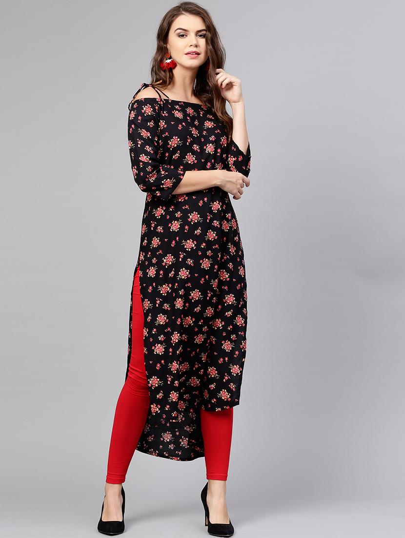high low floral kurta - 15857145 - Zoom Image - 1