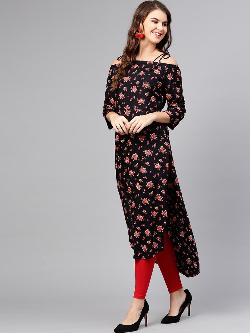 high low floral kurta - 15857145 - Zoom Image - 2