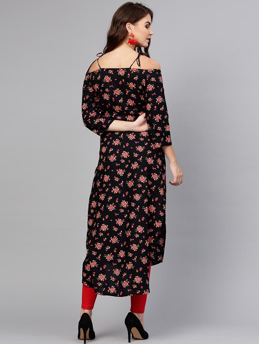 high low floral kurta - 15857145 - Zoom Image - 3