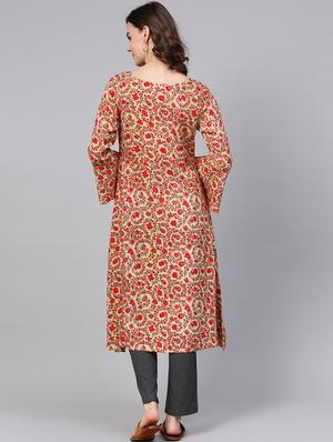 bell sleeves a-line kurta - 15857151 - Standard Image - 3