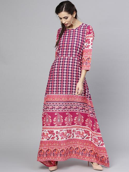 printed a-line kurta - 15857153 - Standard Image - 1