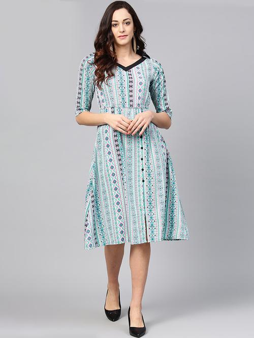 contrast collared aztec dress - 15857158 - Standard Image - 1