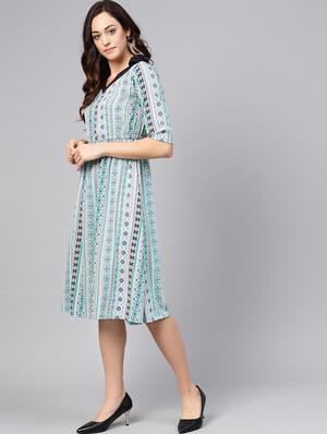 contrast collared aztec dress - 15857158 - Standard Image - 2