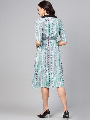 contrast collared aztec dress - 15857158 - Standard Image - 3