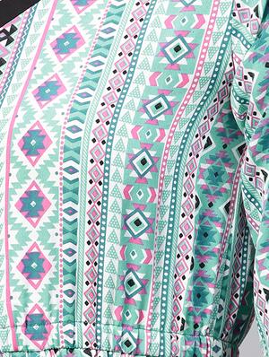 contrast collared aztec dress - 15857158 - Standard Image - 4