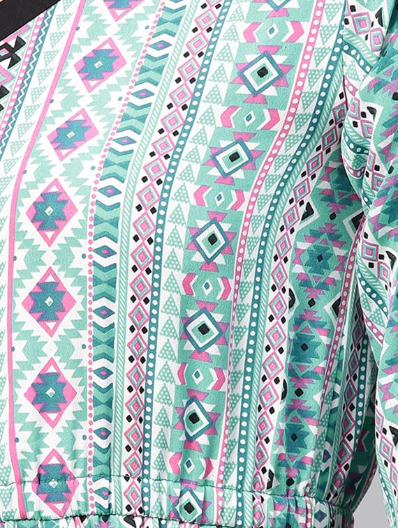 contrast collared aztec dress - 15857158 - Zoom Image - 4