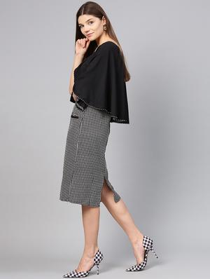 caped checkered shift dress - 15857159 - Standard Image - 2