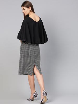 caped checkered shift dress - 15857159 - Standard Image - 3