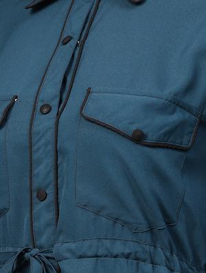 piping detail button up asymmetric dress - 15857160 - Standard Image - 4
