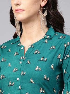 quirky button up a-line dress - 15857161 - Standard Image - 4