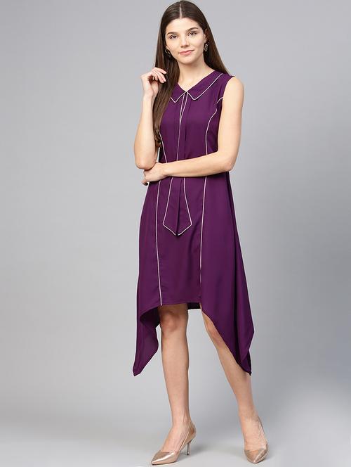 piping detail asymmetric dress - 15857163 - Standard Image - 1