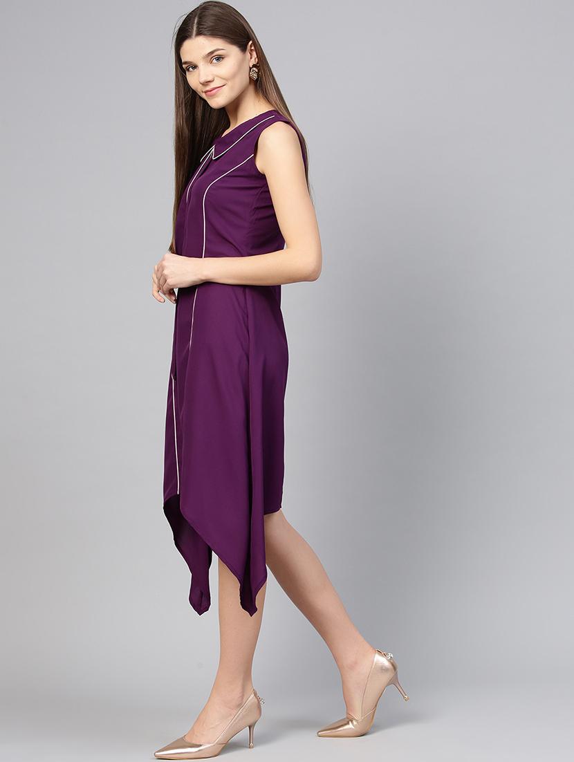 piping detail asymmetric dress - 15857163 - Zoom Image - 2