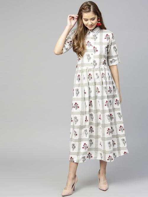 floral checkered flared dress - 15857171 - Standard Image - 1