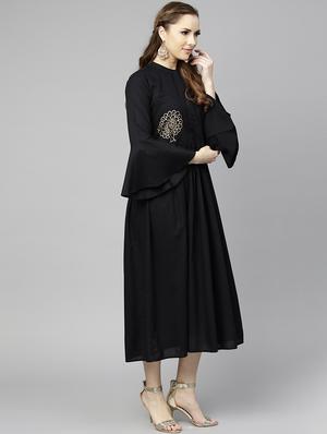 flared bell sleeves dress - 15857174 - Standard Image - 2