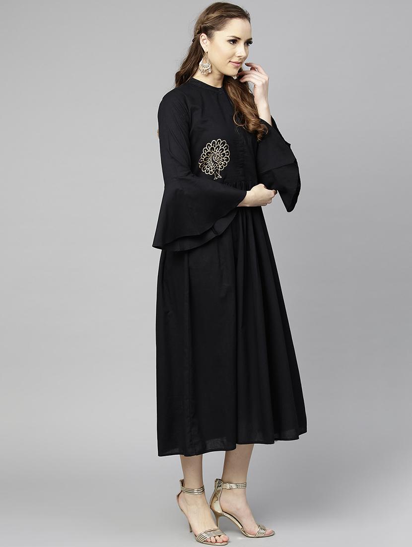 flared bell sleeves dress - 15857174 - Zoom Image - 2