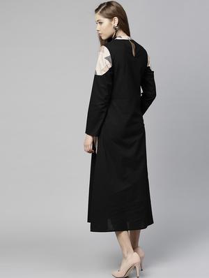 mock neck contrast paneled dres - 15857177 - Standard Image - 3
