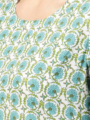 printed a-line cold shoulder kurta - 15857178 - Standard Image - 4
