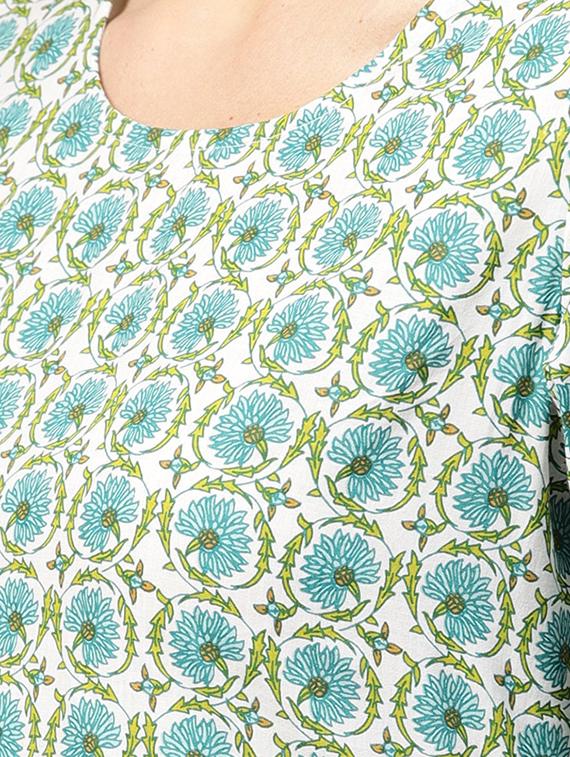 printed a-line cold shoulder kurta - 15857178 - Zoom Image - 4