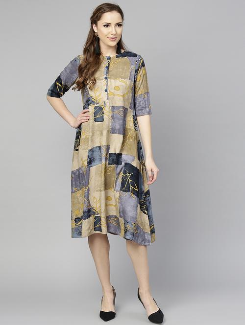 abstract button detail dress - 15857181 - Standard Image - 1