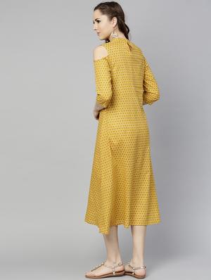 mock neck cold shoulder dress - 15857184 - Standard Image - 3