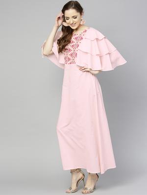 ruffled cape sleeved maxi dress - 15857186 - Standard Image - 2