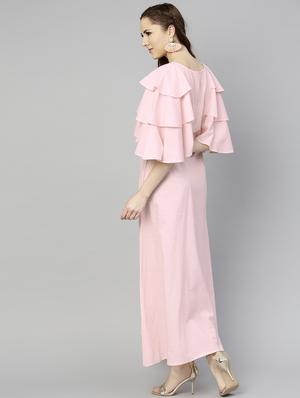 ruffled cape sleeved maxi dress - 15857186 - Standard Image - 3