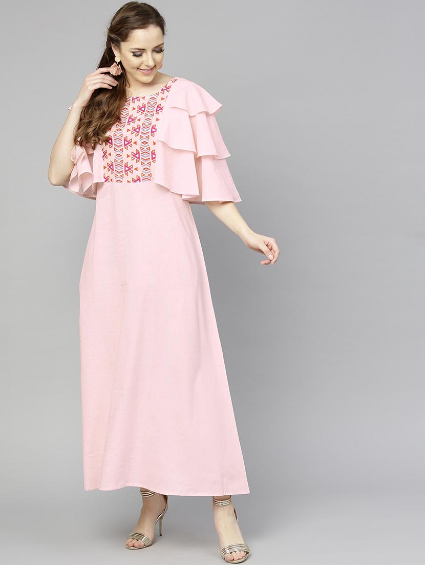 ruffled cape sleeved maxi dress - 15857186 - Zoom Image - 1