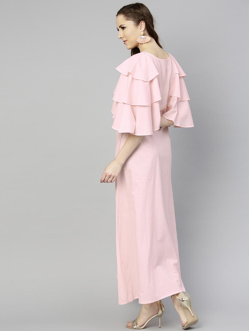 ruffled cape sleeved maxi dress - 15857186 - Zoom Image - 3