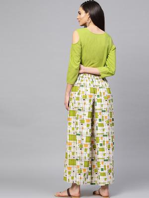 cold shoulder top and flared palazzo set - 15857189 - Standard Image - 3