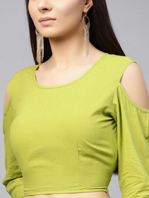 cold shoulder top and flared palazzo set - 15857189 - Zoom Image - 5