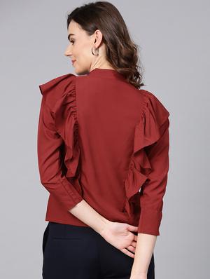 button up ruffled top - 15857193 - Standard Image - 3
