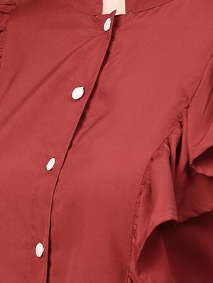 button up ruffled top - 15857193 - Standard Image - 5