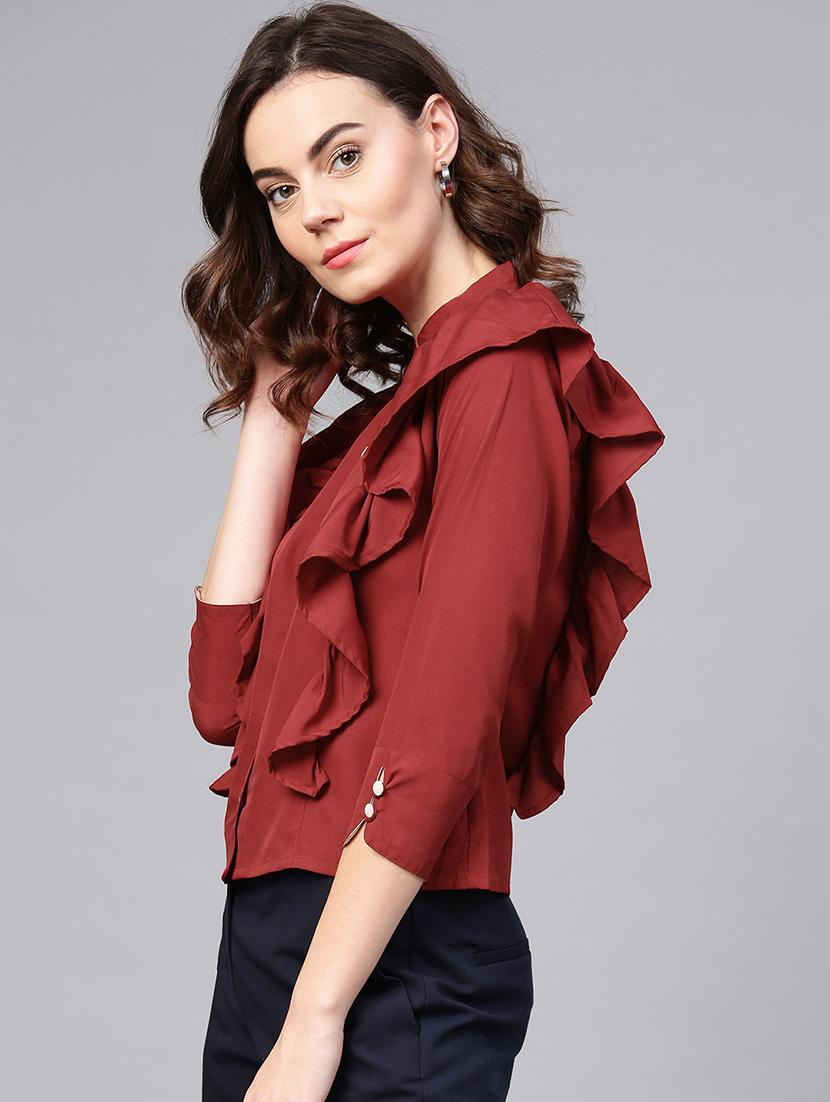 button up ruffled top - 15857193 - Zoom Image - 2