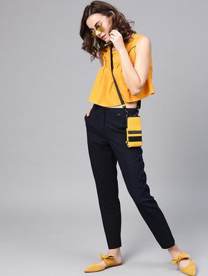 piping detail pleated crop top - 15857196 - Standard Image - 4