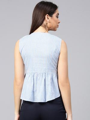button up striped asymmetric crop top - 15857197 - Standard Image - 3