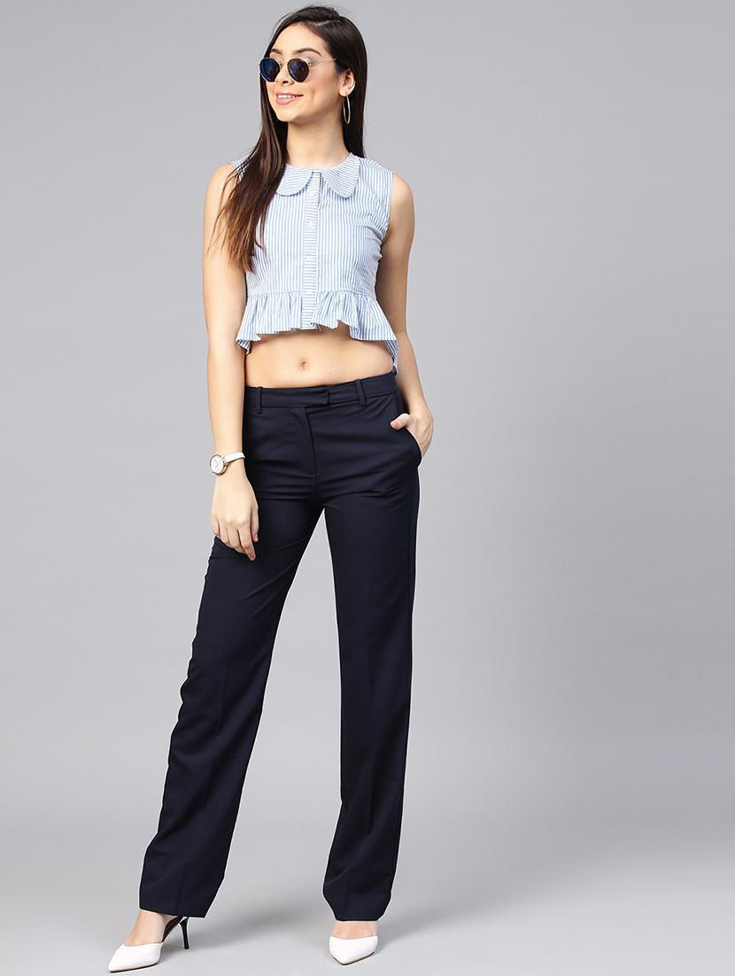 button up striped asymmetric crop top - 15857197 - Zoom Image - 4
