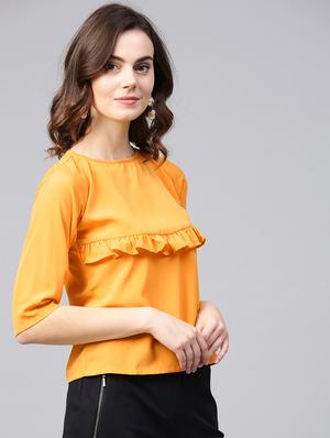 ruffle trim crew neck top - 15857198 - Standard Image - 2