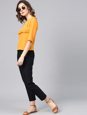 ruffle trim crew neck top - 15857198 - Standard Image - 4