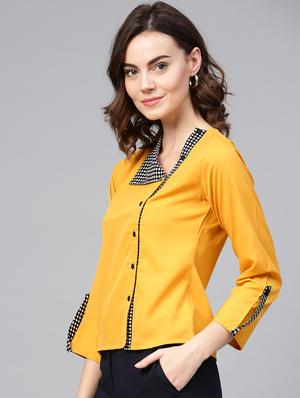 checkered paneled button up top - 15857200 - Standard Image - 2