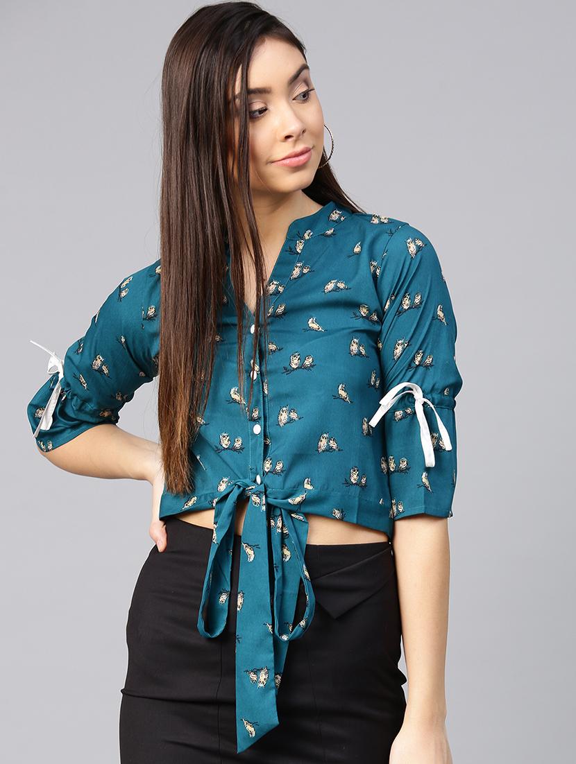 tie knot hem button up top - 15857204 - Zoom Image - 1