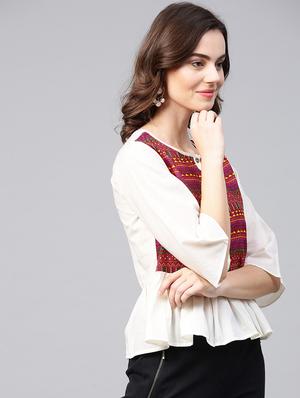 aztec button detail gathered top - 15857207 - Standard Image - 2