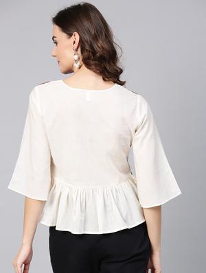 aztec button detail gathered top - 15857207 - Standard Image - 3