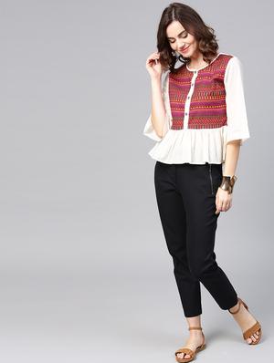 aztec button detail gathered top - 15857207 - Standard Image - 4