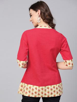 floral paneled tie up neck tunic - 15857209 - Standard Image - 3