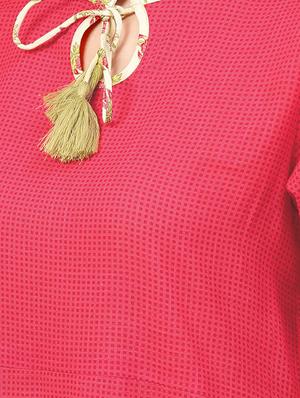 floral paneled tie up neck tunic - 15857209 - Standard Image - 5