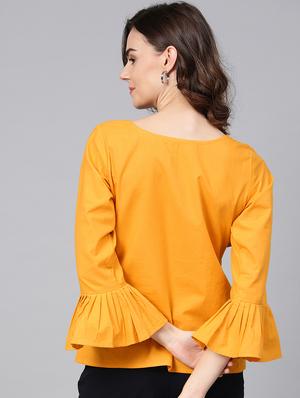 pleated bell sleeved ruffled top - 15857211 - Standard Image - 3