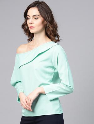 slit sleeved single shoulder top - 15857212 - Standard Image - 2
